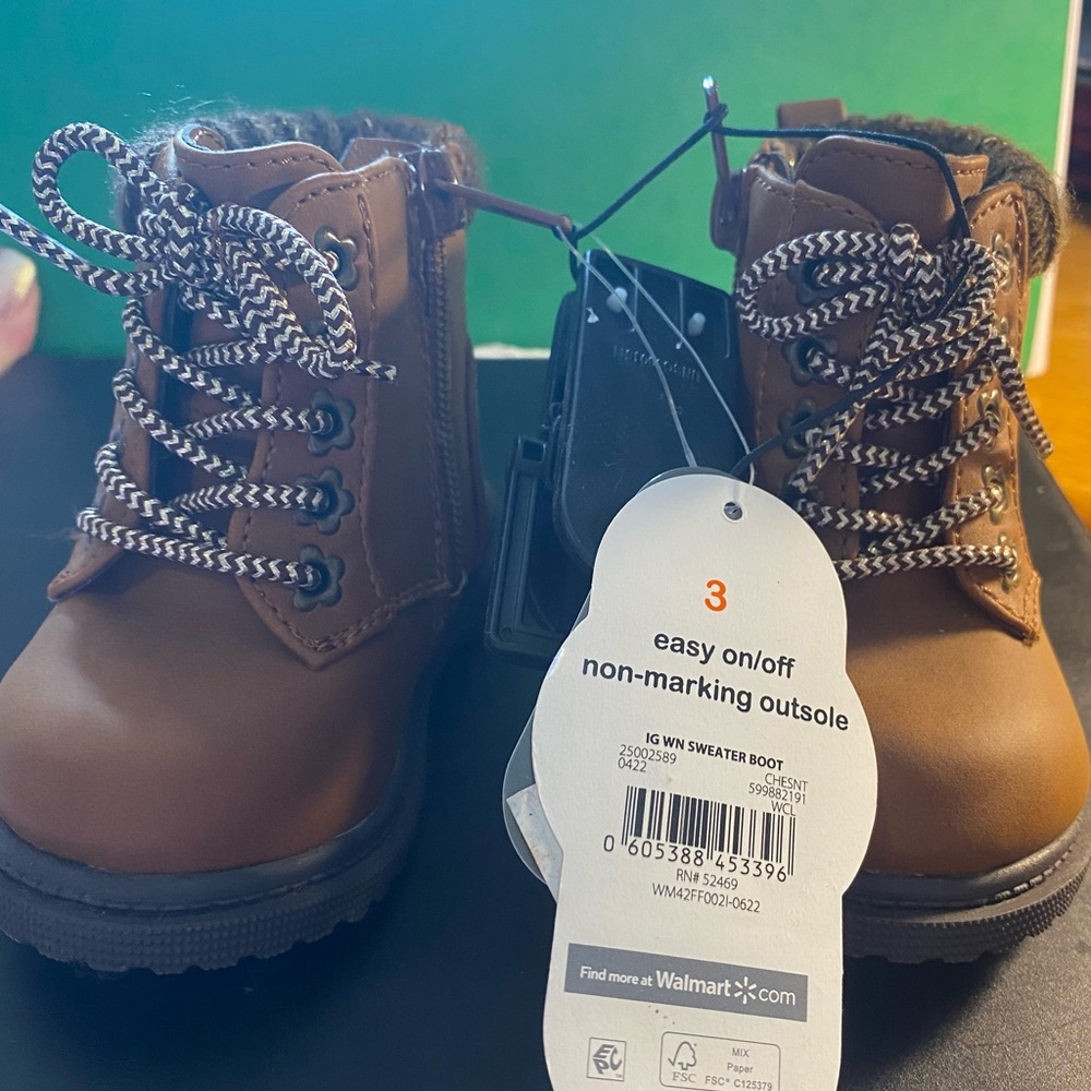 Brown and Black Ankle-High Boots with Sturdy Sole